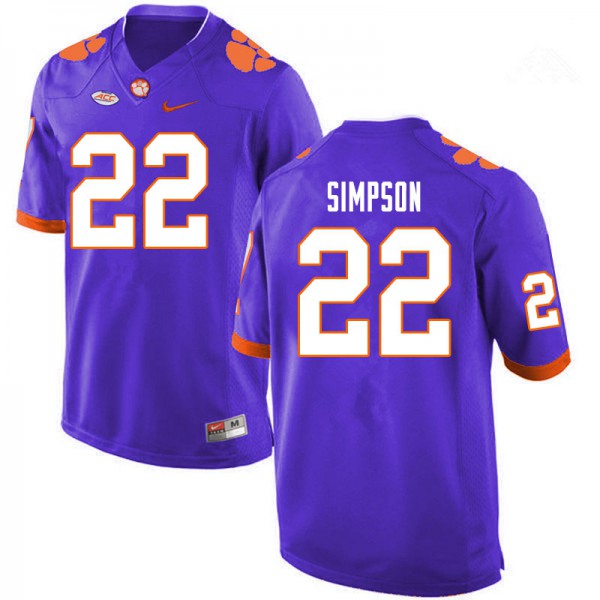 Men's Clemson Tigers #22 Trenton Simpson Purple College Stitched Football Jersey
